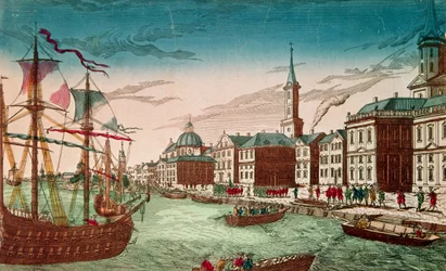 Le débarquement des troupes anglaises à New York, septembre 1776, publié par J. Chereau, Paris
